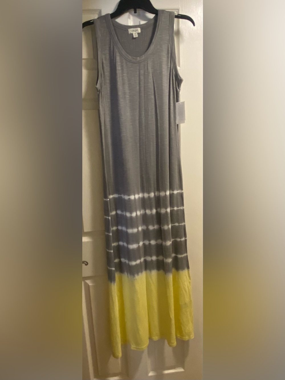 Style & Co. Gray and Yellow Tie-Dye Maxi Dress